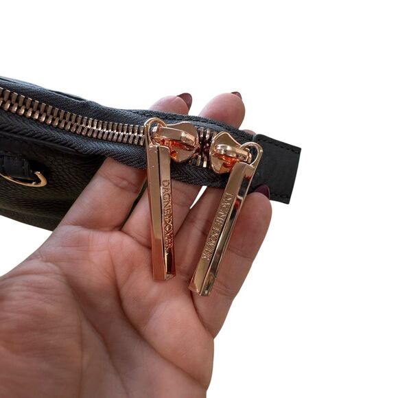 Dagne Dover Lola Gray Pebbled Leather Cosmetic Zip Pouch Makeup Toiletry Bag - Picture 5 of 13